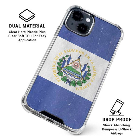 El Salvador Flag Distressed iPhone 15 Clear Case